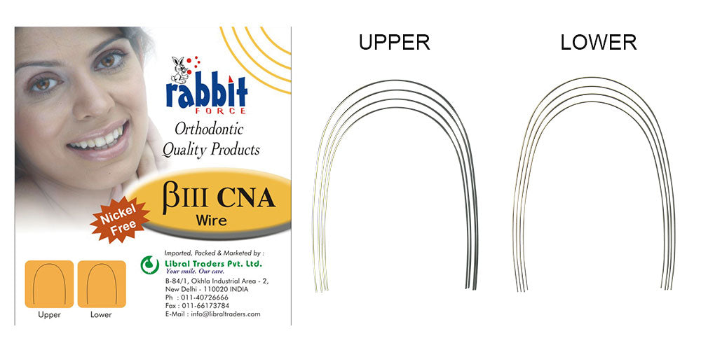 Rabbit Force CNA Beta 3 Preformed Wires in TitanMoly for Euroform, showing the precise, pre-shaped wires used in dental appliances.