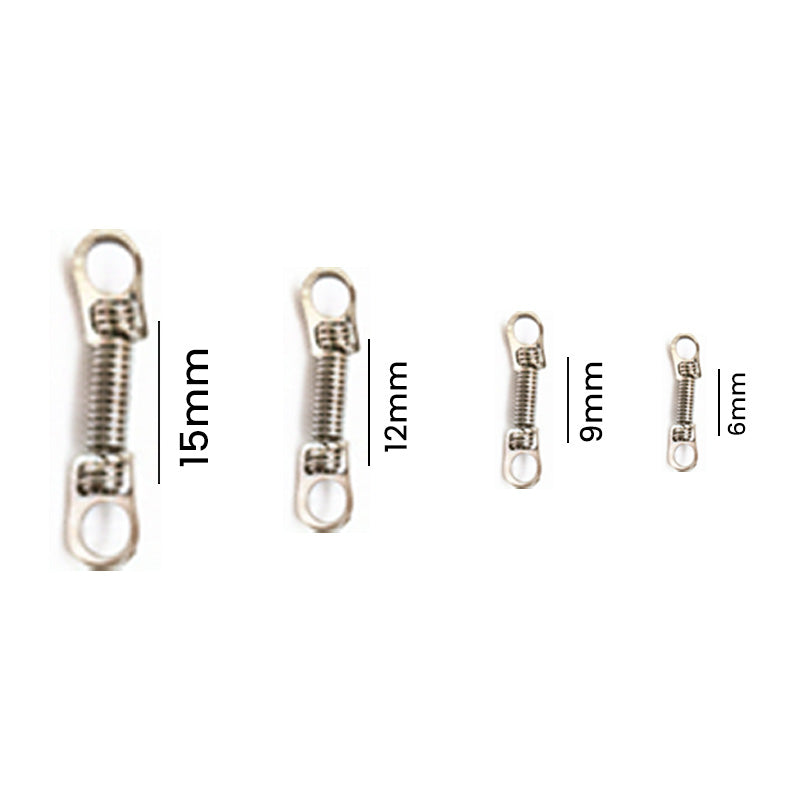 Rabbit Force RF Niti closed coil springs with eyelets, 6mm length, durable and flexible for mechanical or craft applications.