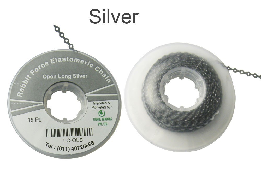 Silver Rabbit Force E-Chain elastic chain, 15 ft, flexible and durable for securing or organizing items.