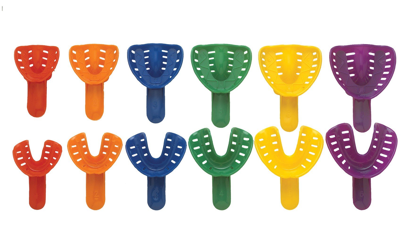 Red upper Rabbit Force orthodontic disposable impression tray for dental impressions, designed for accurate and comfortable fit.