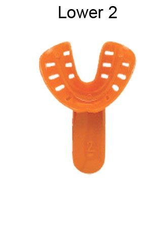 Red Rabbit Force orthodontic disposable impression tray for upper teeth, designed for accurate dental impressions.