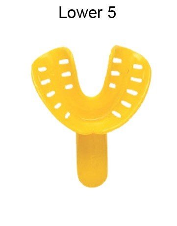 Red Rabbit Force orthodontic disposable impression tray for upper dental impressions, shown with tray and materials.