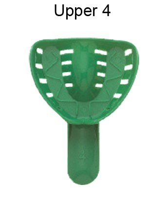 Red upper Rabbit Force orthodontic disposable impression tray for dental impressions, shown with one tray in the image.