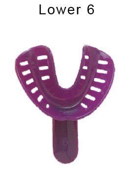 Red upper rabbit-force orthodontic disposable impression tray for dental impressions, shown with one tray in the image.