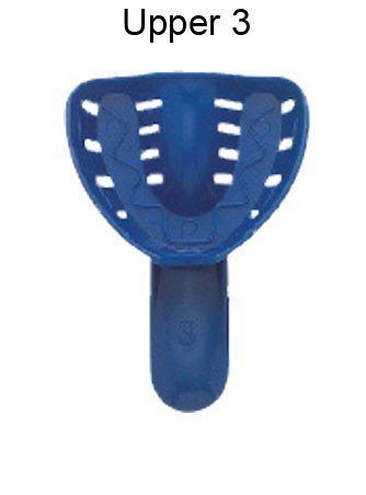 Red disposable orthodontic impression tray from Rabbit Force, designed for upper dental impressions in dental procedures.