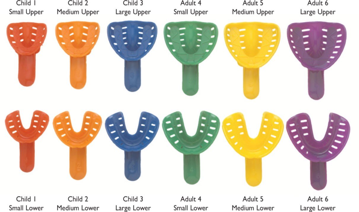 Red Rabbit Force orthodontic disposable impression tray for upper teeth, designed for dental impressions, in a single pack.