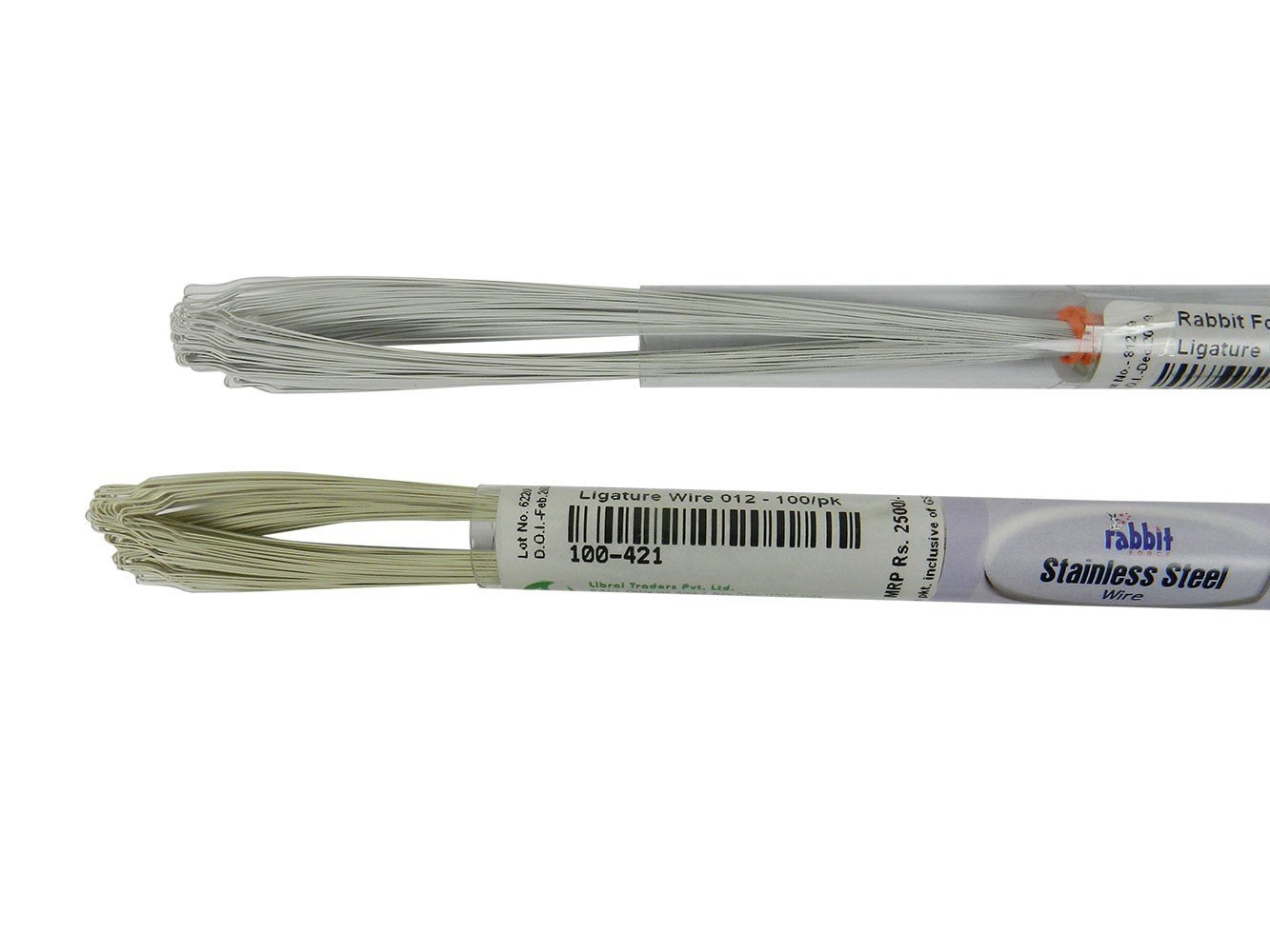 Rabbit Force RF Tooth Colour Ligature Wire Long .012" used for orthodontic braces, visible in white, flexible and durable.