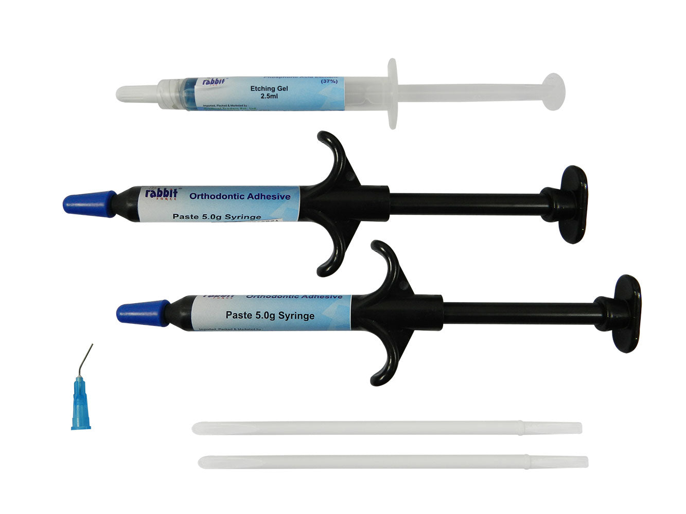 Rabbit Force RF LC Blue Bite Cement Light Cure Adhesive kit with two syringes for dental or orthodontic use