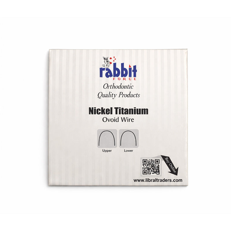Rabbit Force RF Ortho Niti Preformed Wire Ovoidform, nickel titanium orthodontic wire for dental braces, shown in close-up.