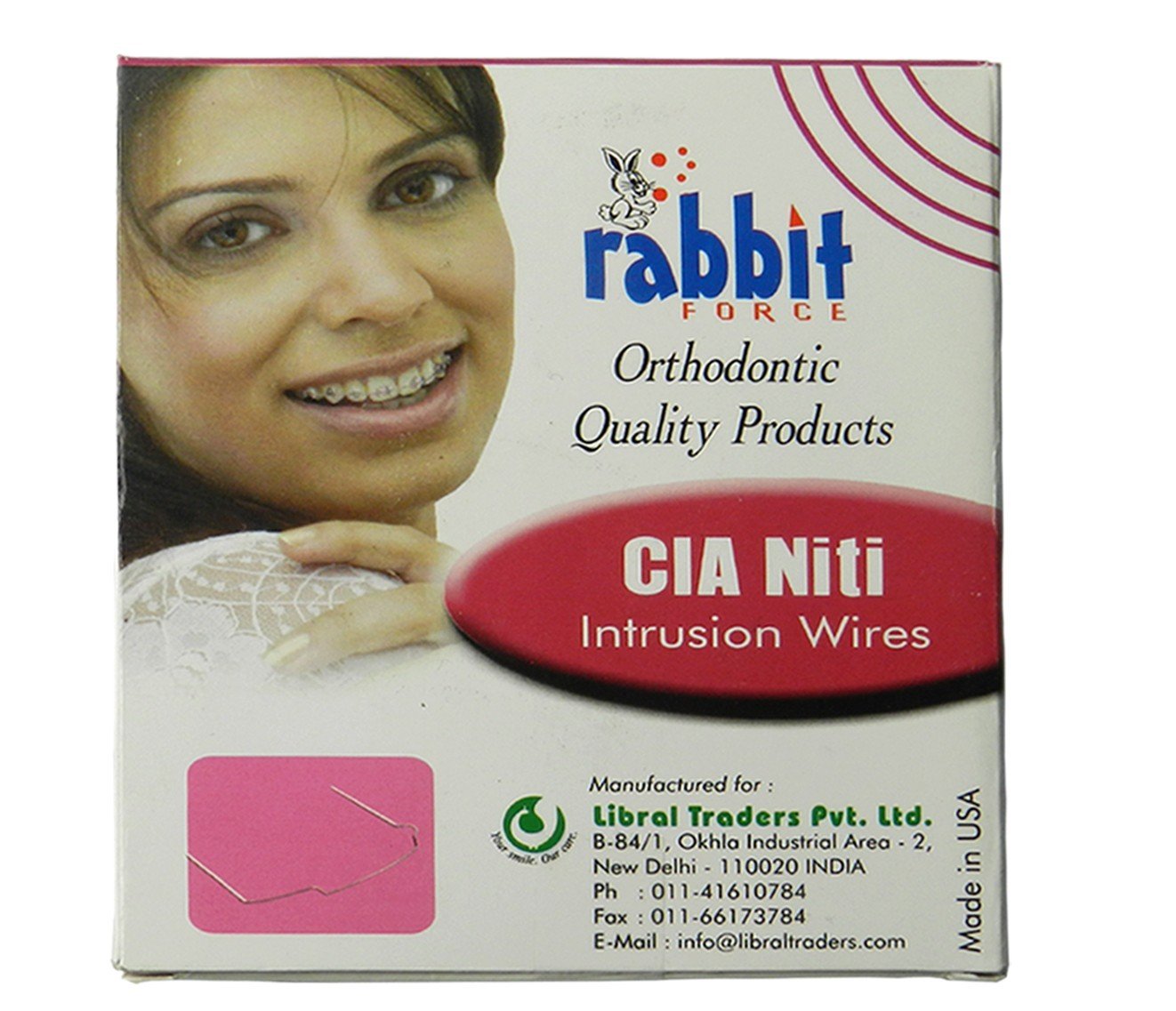 Rabbit Force RF CIA Niti intrusion extrusion wires, nickel titanium wires for orthodontic use, shown in a close-up image.