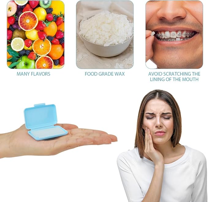 Rabbit Force RF Patient Relief Orthodontic Wax in mint flavor, 10-pack, designed to soothe orthodontic discomfort.