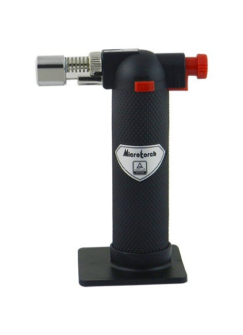 Rabbit Force solder torch with blue label, plastic body, and adjustable flame for precise welding and soldering tasks.