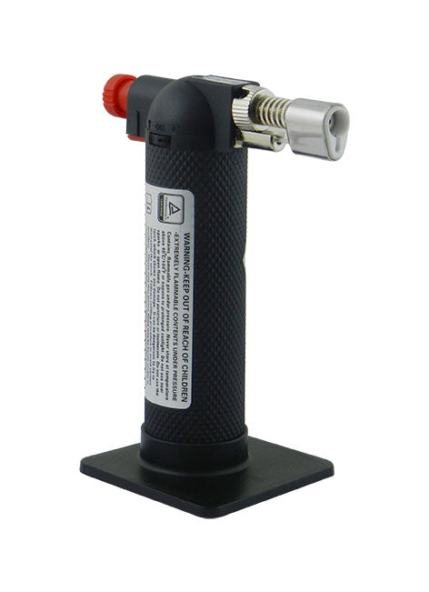 Rabbit Force solder torch with blue label, plastic body and adjustable flame for precise soldering tasks.