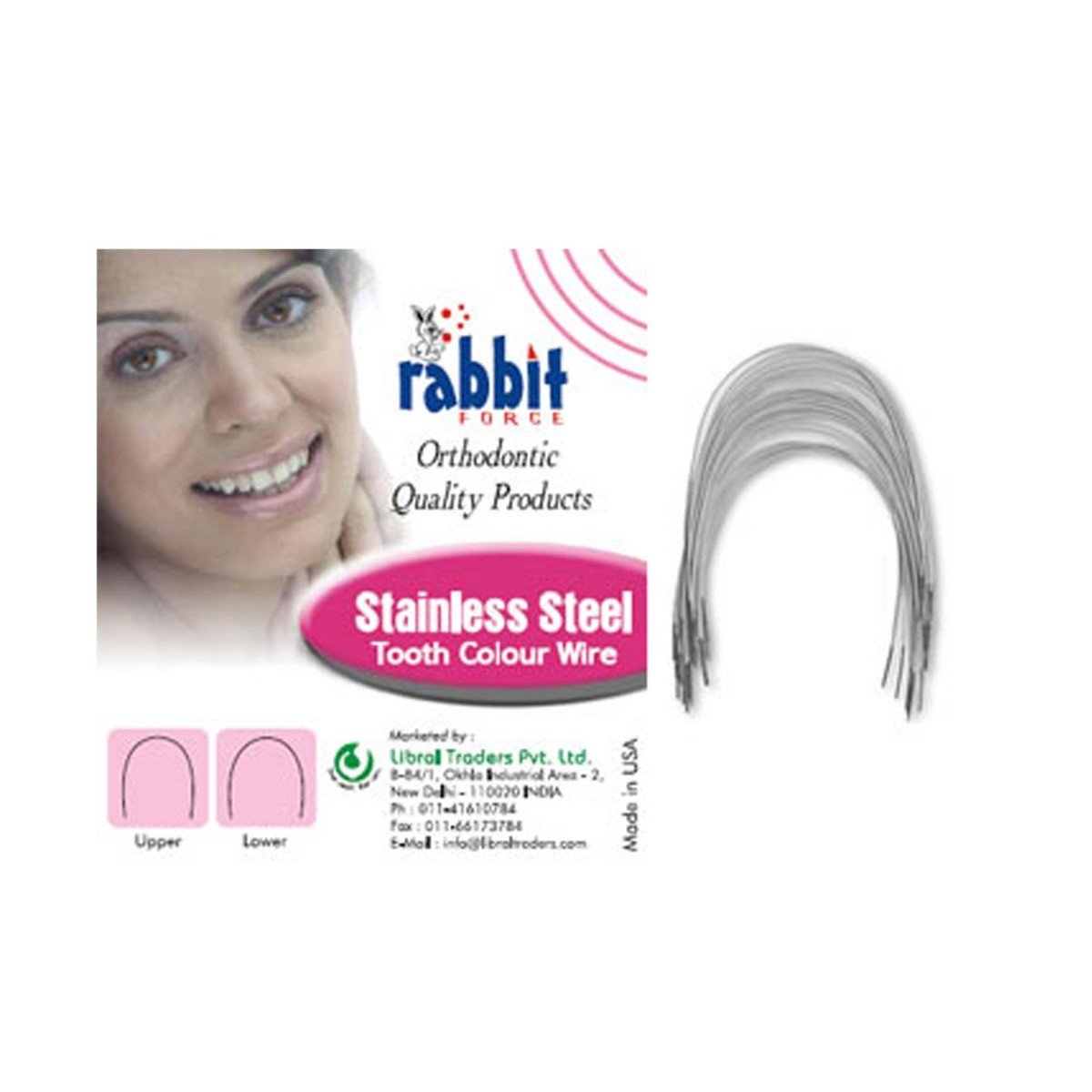 Rabbit Force RF SS Epoxy Coated Tooth Colour Euroform Wire for dental applications, shown in a close-up image.