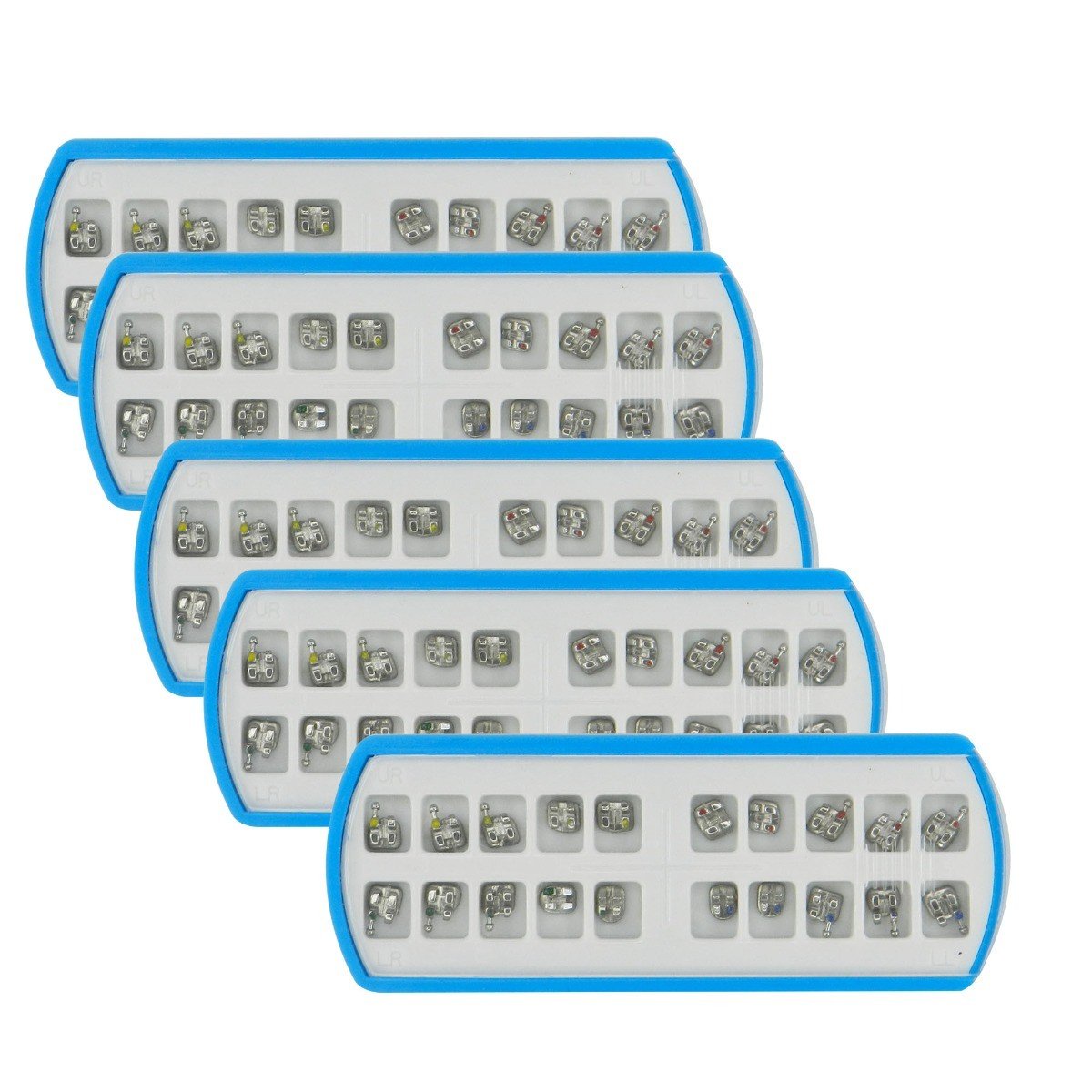 Red Ortho MBT and ROTH mini metal brackets kit with red orthodontic brackets for braces treatment.