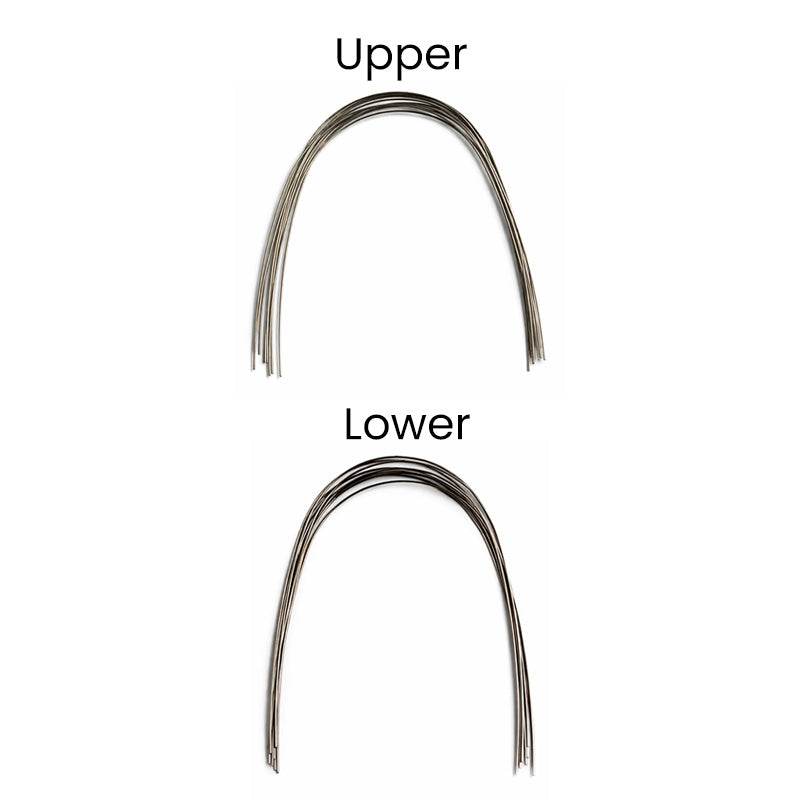 Red Ortho SS Preformed Wires for orthodontic use, stainless steel upper arch wires, shown in red color.