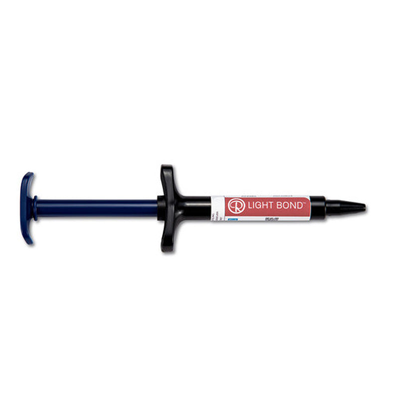 Reliance Orthodontic Light Cure Adhesive syringe with medium bond strength, 5 grams, used for dental orthodontic bonding.