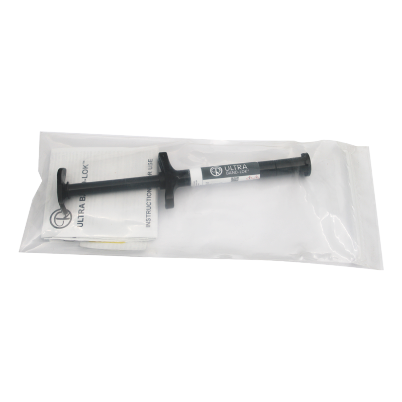 Reliance Ultra Band-Lok light cure compomer band cement syringe, orthodontic dental cement for orthodontic band bonding.