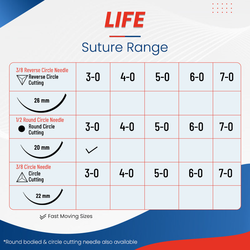 Life Polyglycolic Acid (PGA) 1/2 Circle Round Bodied  20 mm Absorbable Needled Suture - N2437