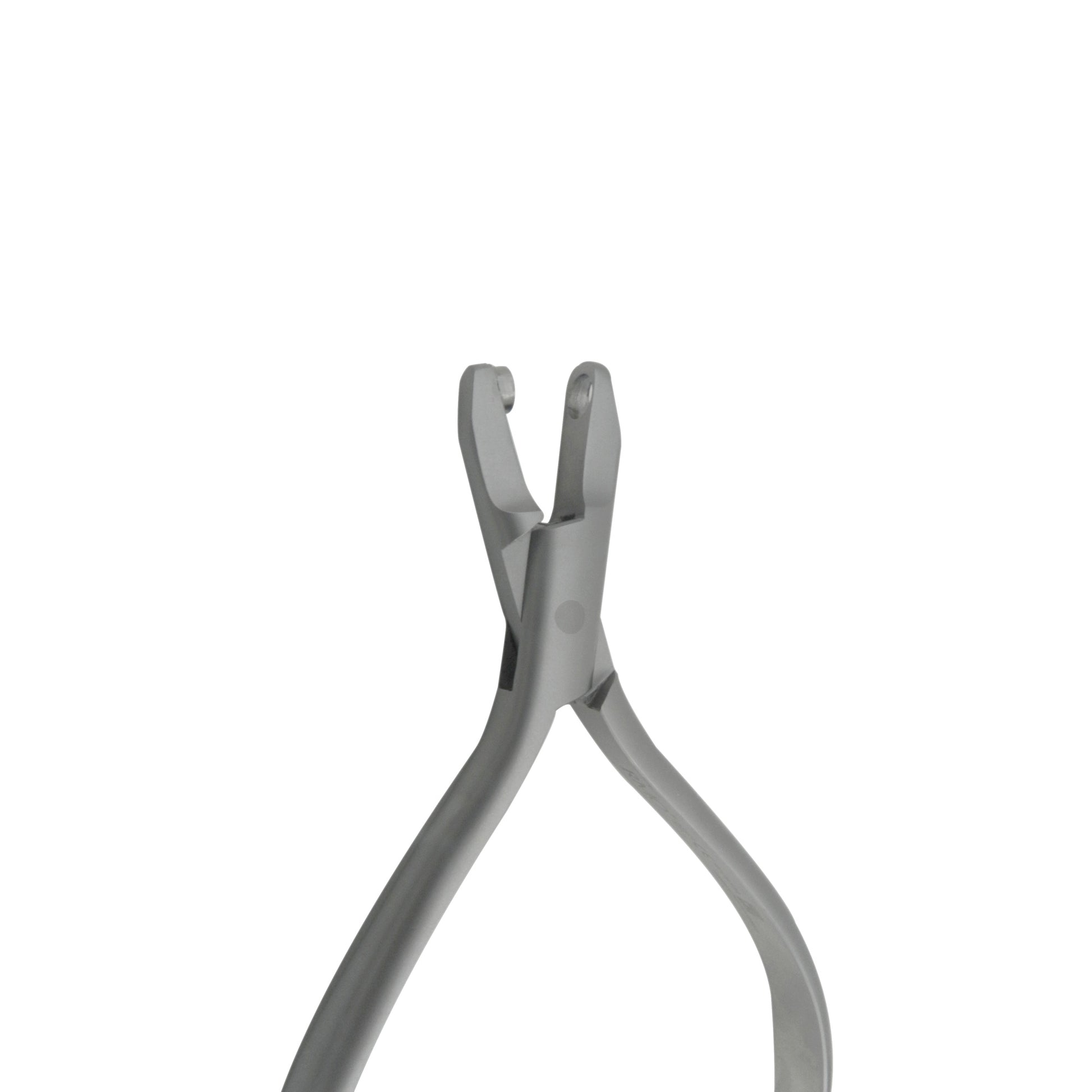 RMO Aligner Pliers with hole punch tool for dental orthodontic adjustments, featuring ergonomic handles and precision metal tips.