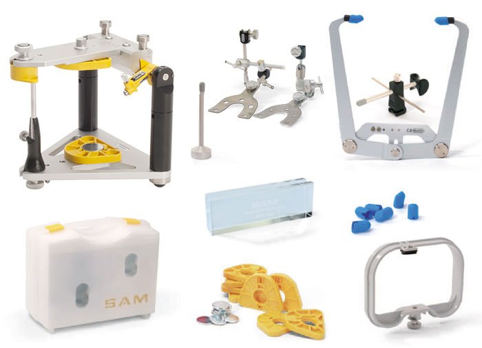 SAM NEO Articulator Starter Kit AX with 1 Clamp Mechanism, MPS brand, featuring detailed view of the articulator and clamp components.