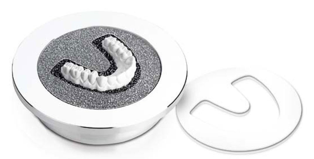 Scheu-Dental thermoforming pellet cover accessory for dental applications, made of durable thermoforming material.
