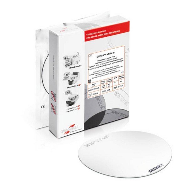 Scheu-Dental Scheu Duran Plus white dental polishing disc, 0.75 x 125 mm, used for polishing and finishing dental restorations.