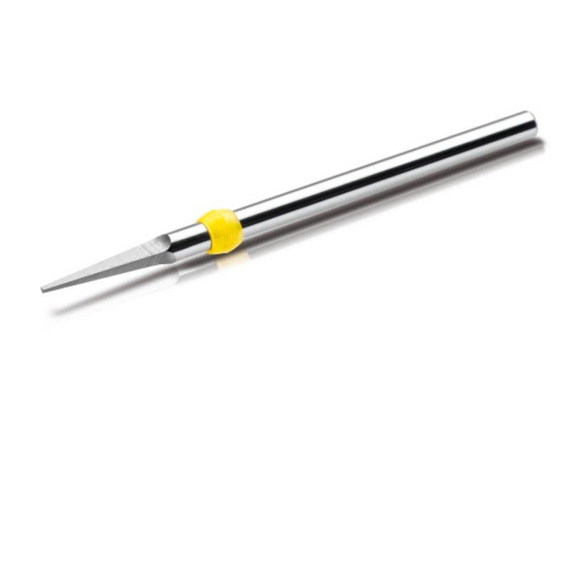 Scheu-Dental Scheu HM Carbide Cutter in yellow, finishing accessory for dental procedures, with a durable carbide tip.