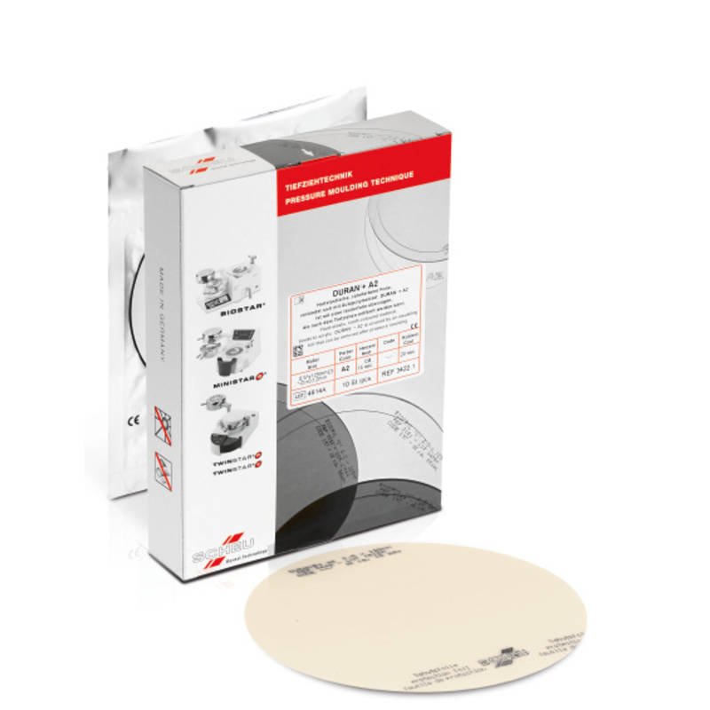 Scheu-Dental Scheu Duran A2 shade hard sheet, 0.75 x 125 mm, dental material for restorations and prosthetics.