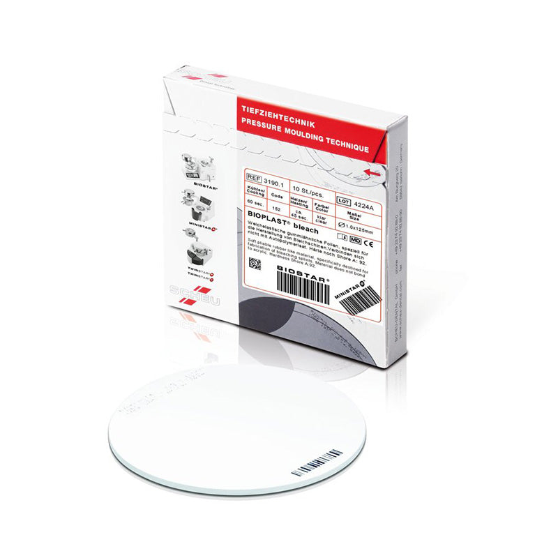 Scheu-Dental Scheu Bioplast Bleach 1.0 x 125 mm soft sheet for dental bleaching applications, shown in the image.
