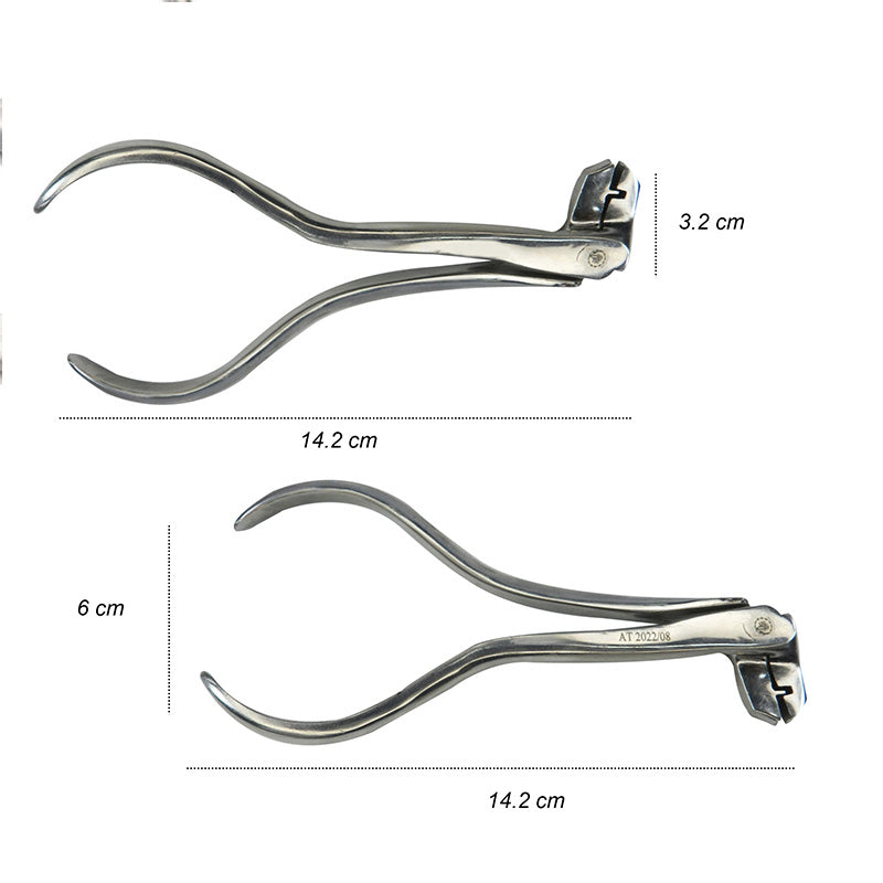 Shree Orthodontics band crimping pliers for right and left adult banding, used in orthodontic banding procedures.