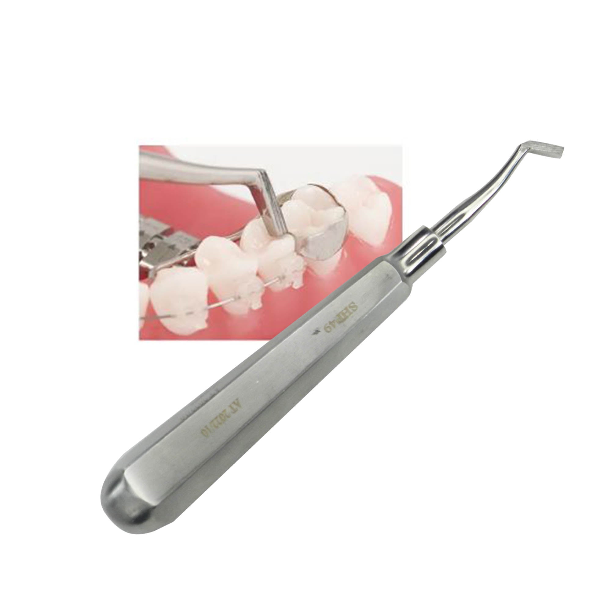 Shree Orthodontics stainless steel handle for banding pusher, used for dental orthodontic band placement and adjustment.