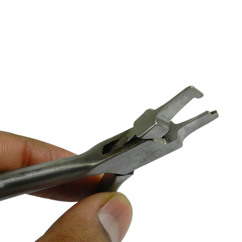 Shree Crown Crimping Plier for banding, orthodontic tool by Shree Orthodontics, with metallic handles and crimping jaws.