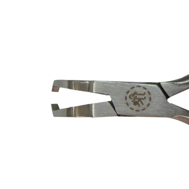 Shree Bracket Remover Curved for orthodontic debonding, designed by Shree Orthodontics, showing the curved removal tool in use.