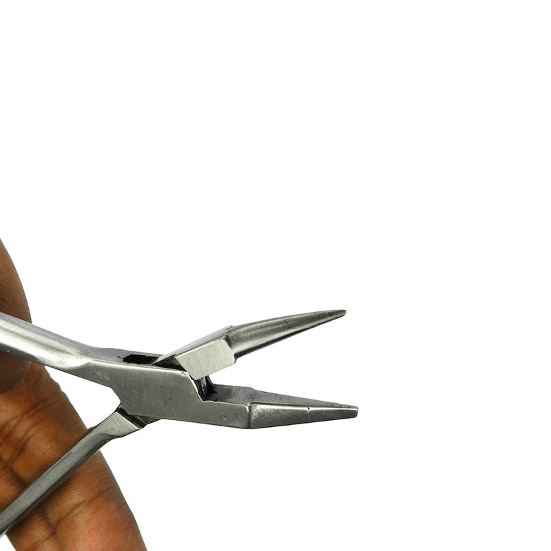 Shree Orthodontics light wire and bird beak plier with grooves, long handle for precise wire bending and orthodontic adjustments.