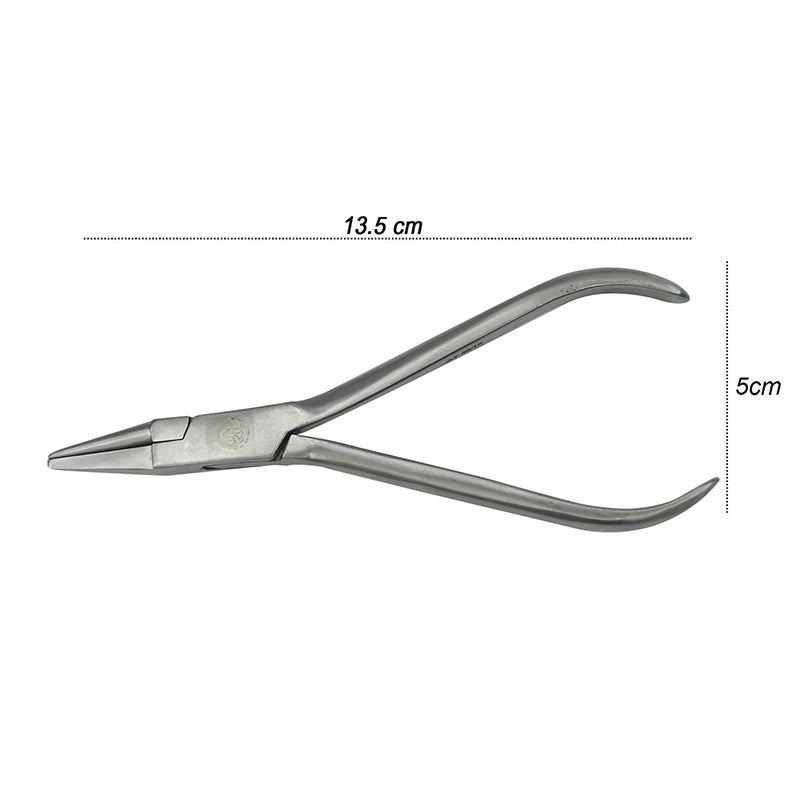 Shree Orthodontics long light wire and bird beak plier without grooves, ideal for precise orthodontic wire work.