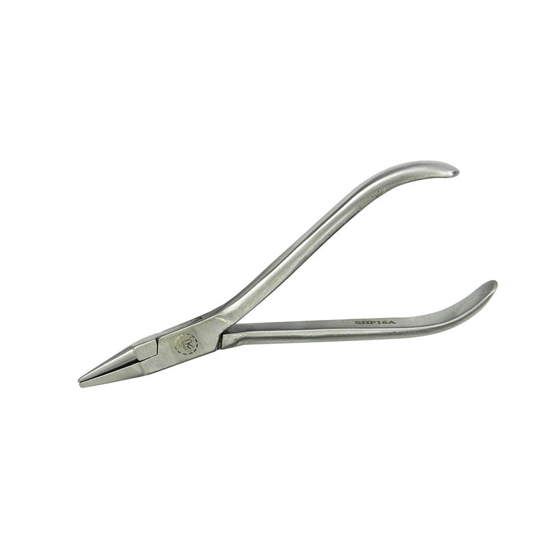 Shree Orthodontics long light wire and bird beak plier without grooves, used for precise orthodontic wire manipulation.