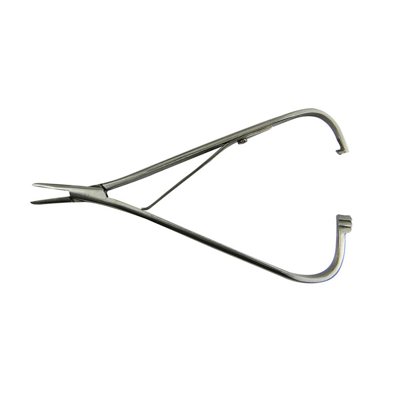Shree Orthodontics Shree Mathieu straight needle holder for ligating, with a sleek stainless steel design and ergonomic handle.