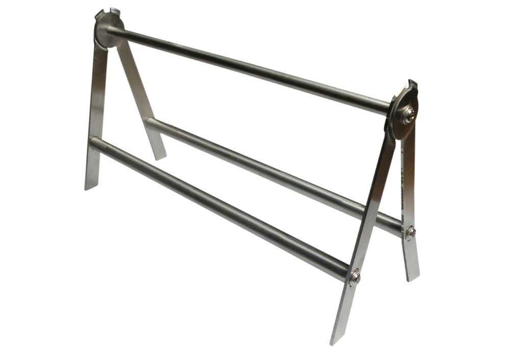 Shree Orthodontics stainless steel foldable plier rack organizer with 10 slots for dental instrument storage.