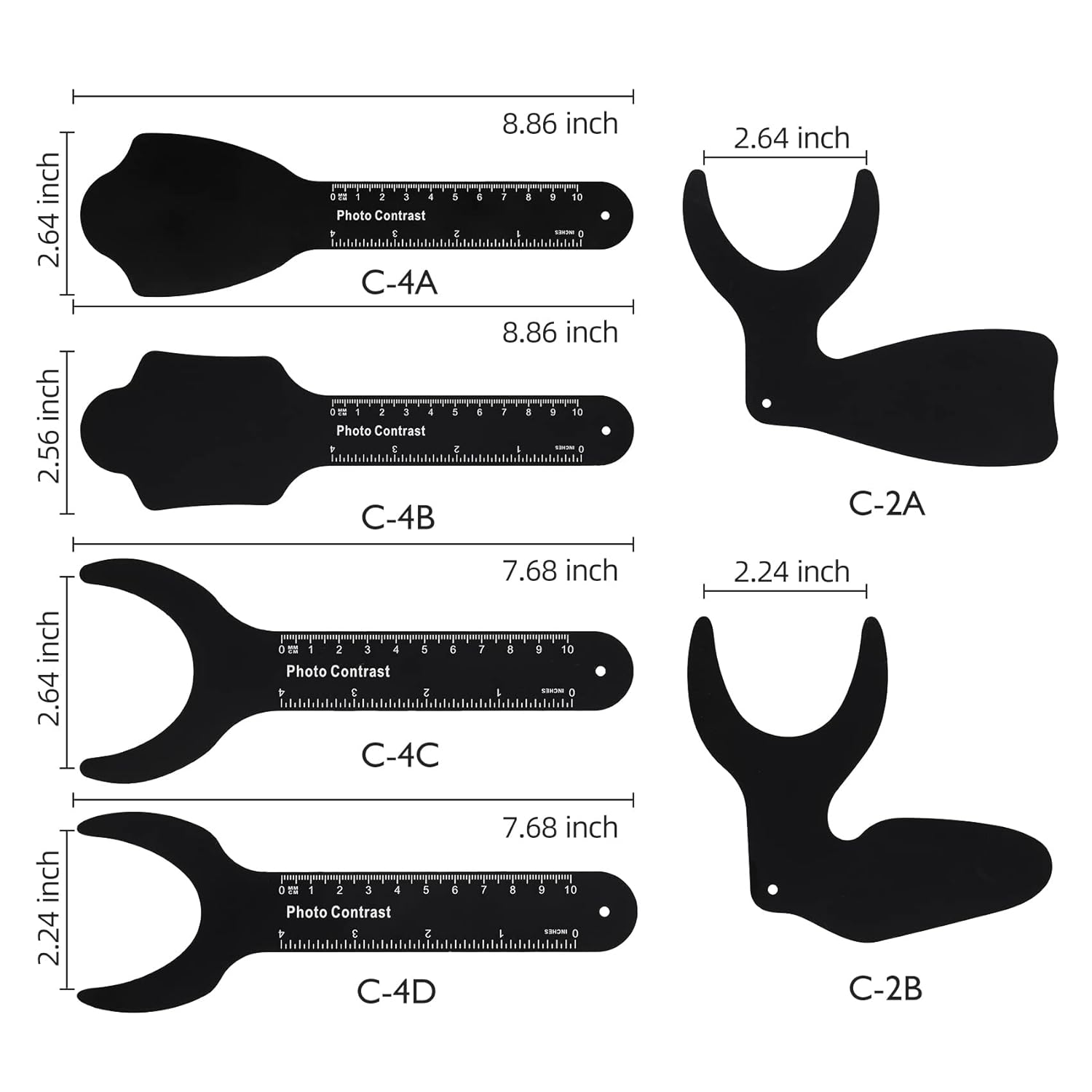 Set of six Shree Steel Photographic Contrasters by Shree Orthodontics, showcasing orthodontic contrast tools for dental imaging.