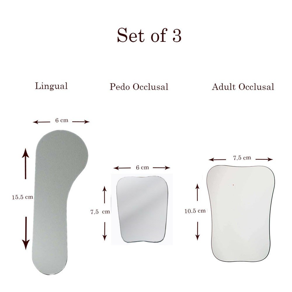 Shree Double Sided Stainless Steel Photographic Mirrors for orthodontic use, showing reflective surfaces on both sides.