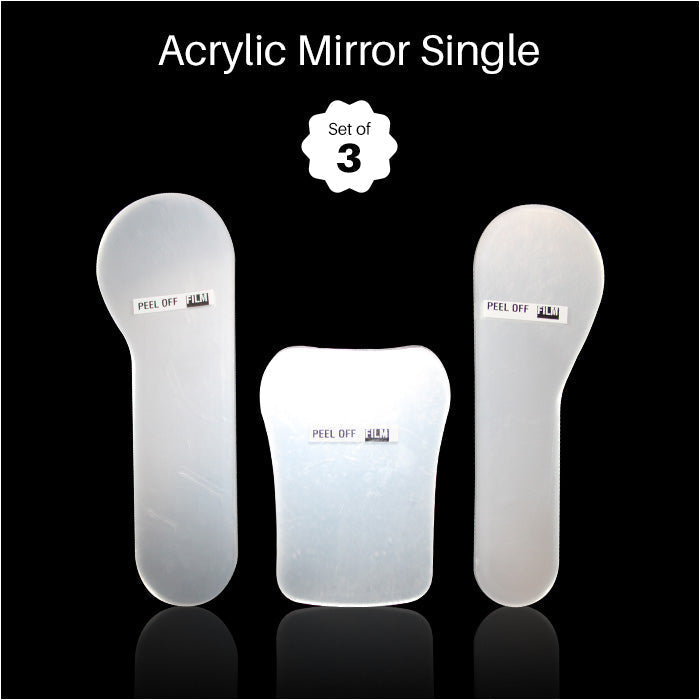 Shree Single Sided Acrylic Photographic Mirror used for orthodontic imaging, showing a clear, reflective acrylic surface for buccal photographs.