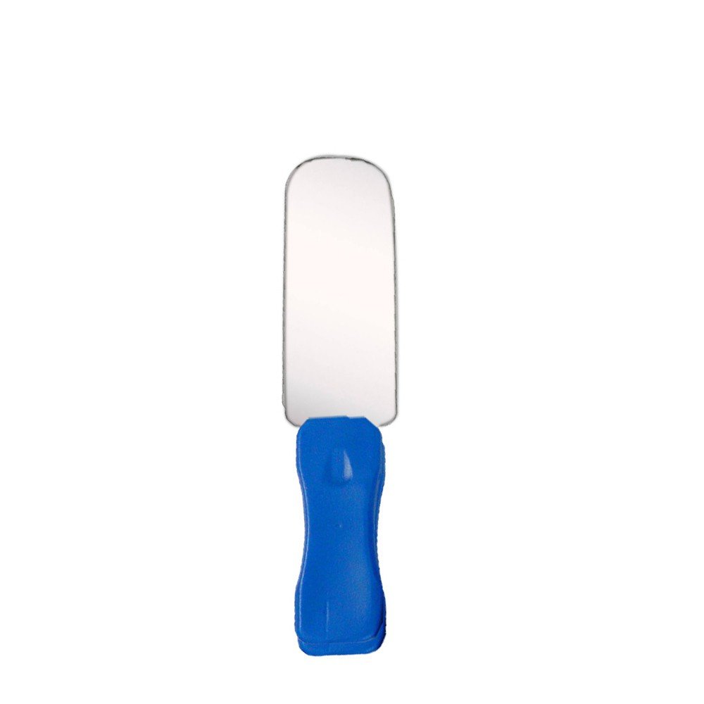 Shree Double Sided Stainless Steel Photographic Mirror with Handle, small occlusal mirror for dental photography, 63x100mm.