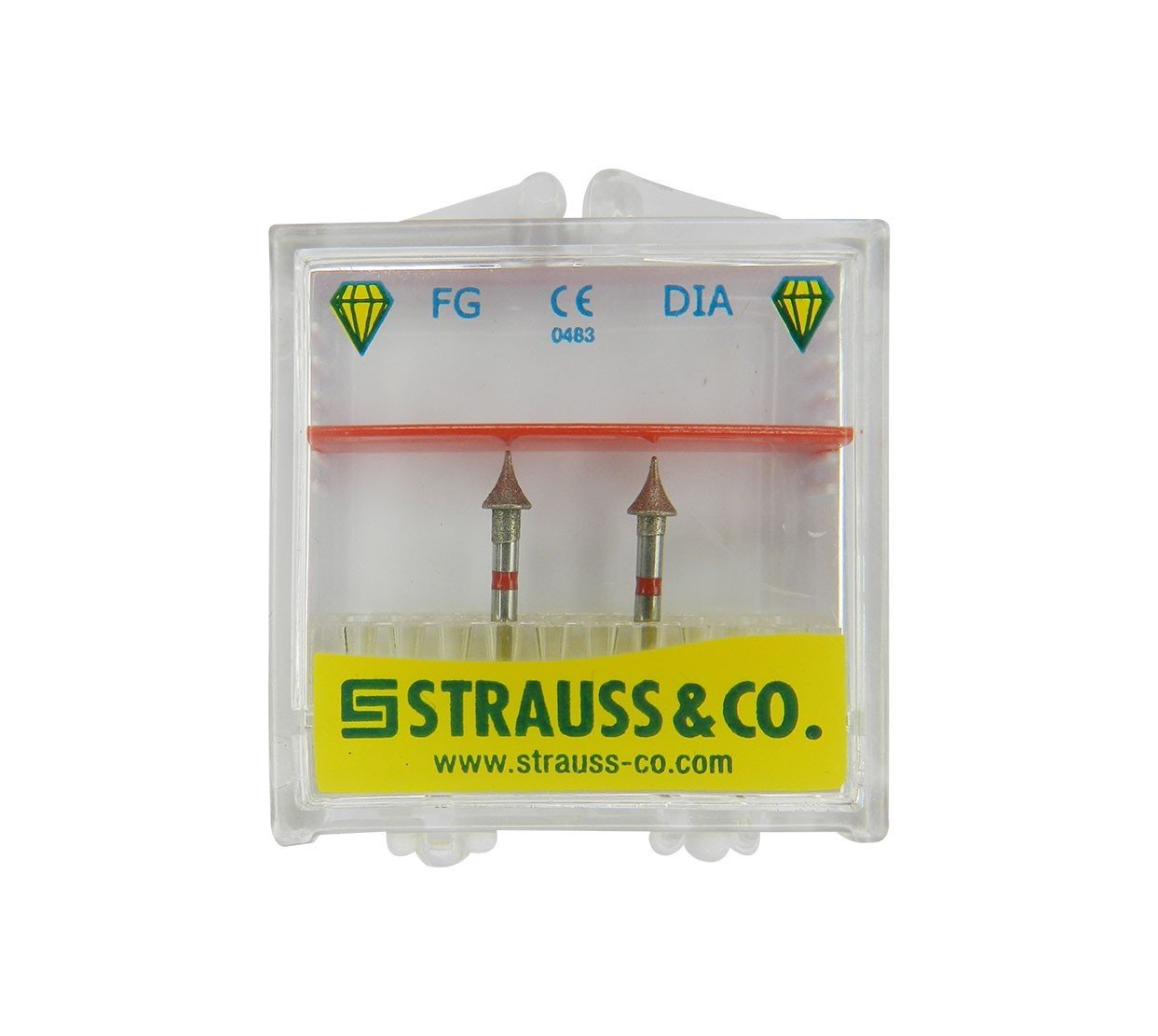 Strauss & Co IPR Diamond Burs, size 031, 19/3.5 length, fine grit, 2-pack, used for precision dental drilling.