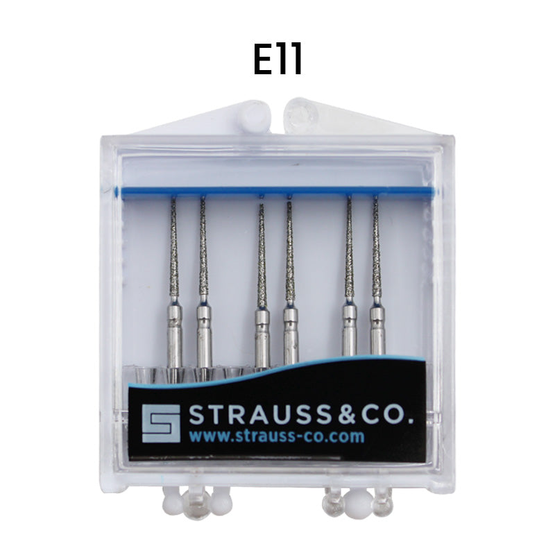Strauss & Co FG Diamond Burs Needle 010, coarse IPR burs, 6-pack, for dental and precision grinding applications