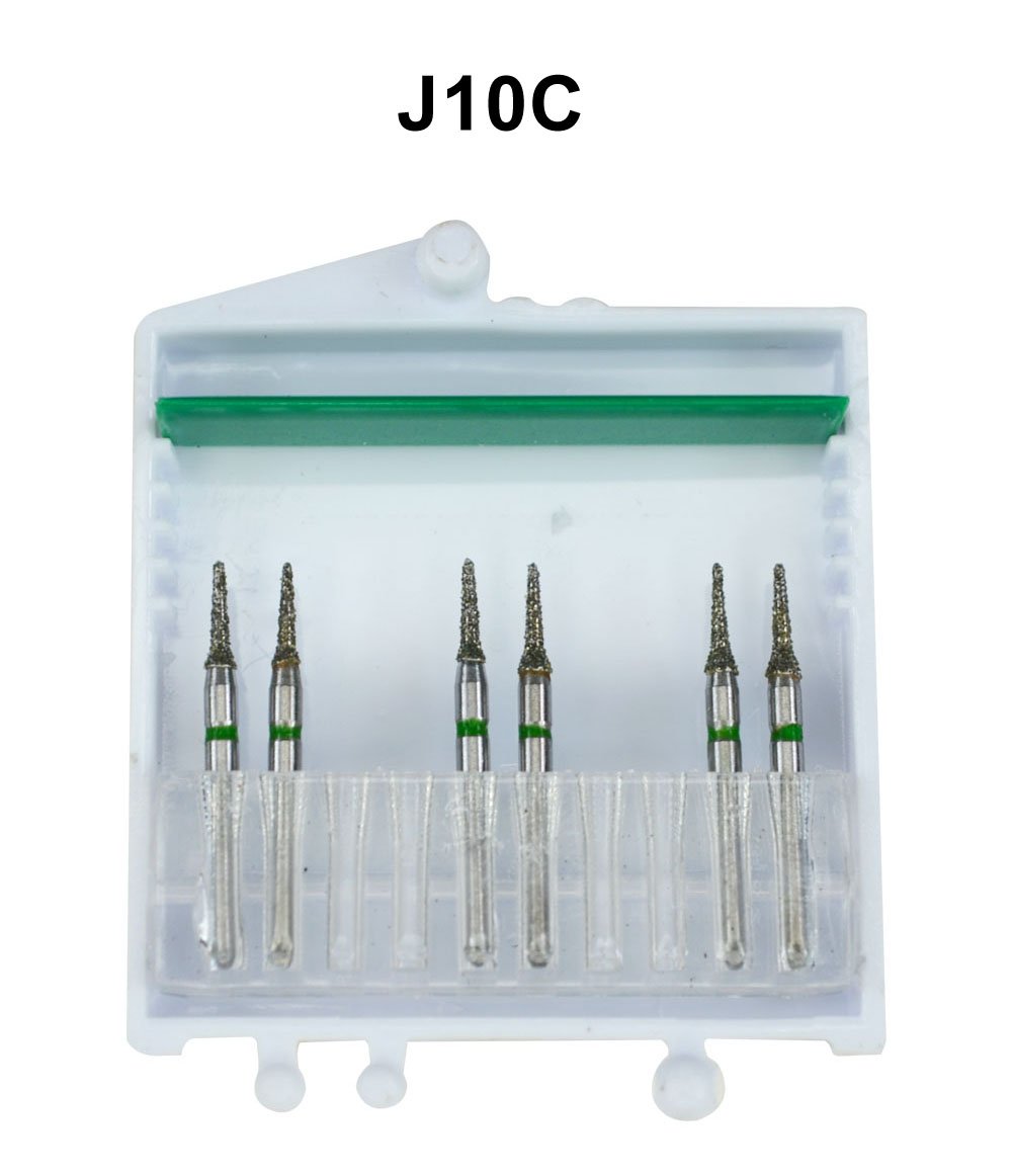Strauss & Co FG Diamond Burs Inter Proximal 016 coarse set, six-piece pack, for dental IPR procedures, shown in image.