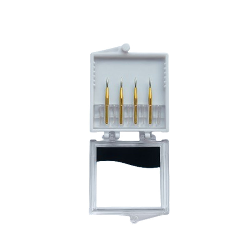 Strauss & Co Carbide Needle Bur 12 Blade 010 IPR Burs, 3-pack, for precision dental procedures, featuring sharp tungsten blades.