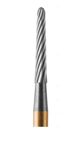 Strauss & Co Carbide Round End Taper Burs, 12-blade IPR bur set, professional dental tools for precision shaping and drilling.