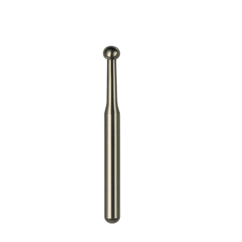 Strauss & Co Carbide Round FG Bur #2 for IPR, shown in a 10-pack, with a silver-colored round-tipped dental bur.