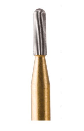 Strauss & Co carbide straight cylinder bur with 12 blades, ideal for precise IPR dental procedures, shown in a 3-pack.